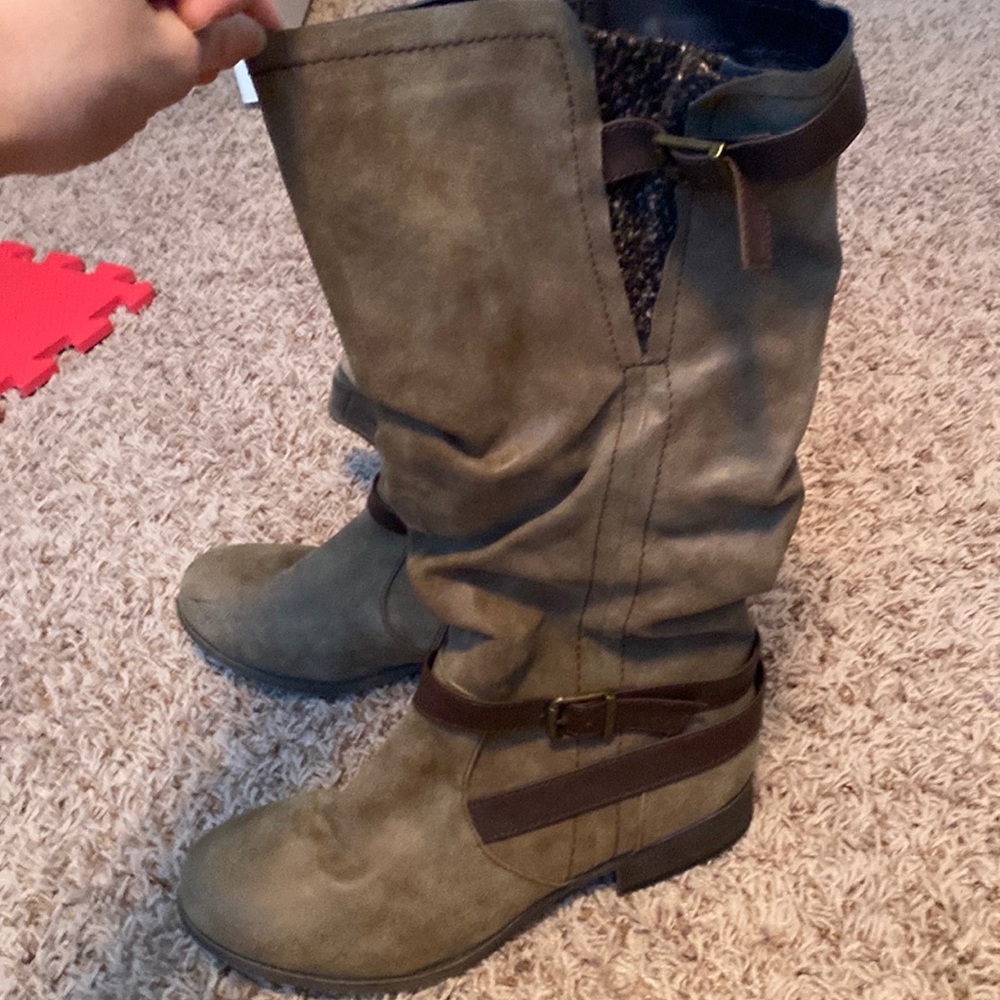 Tan and brown boots